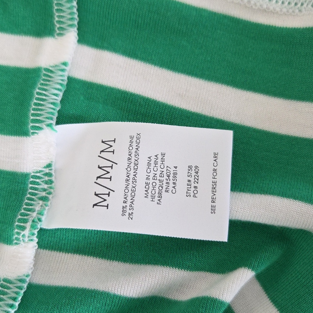 CAbi 5758 Green and White Diagonal Striped Tank Top Size M - Picture 6 of 6